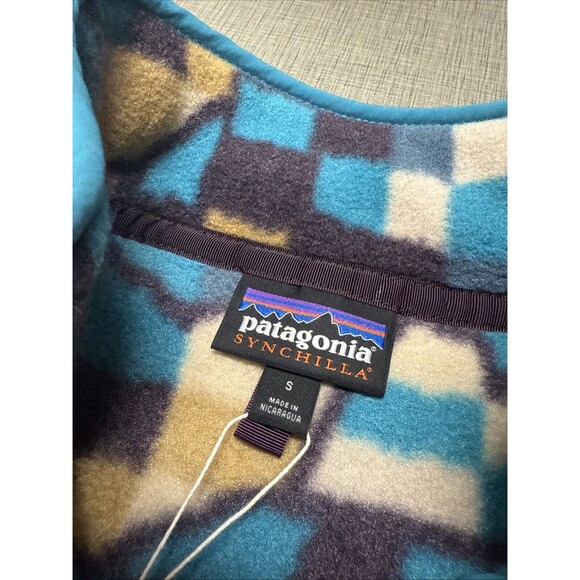 Patagonia Lightweight Synchilla Snap T Fleece Fitz Roy Patchwork Belay Blue S - Picture 5 of 8